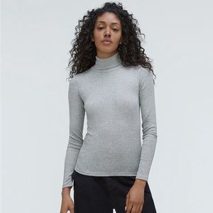Small light gray Everlane micro rib turtleneck